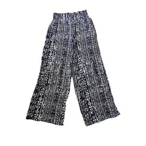 Three Dots | Indigo Blue Aztec Pull On Wide Leg Pants, Medium